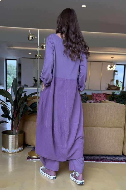 Made in Italy Cooper Needlecord Cocoon Dress Dewberry